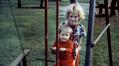 Little Laura swinging with Beanie