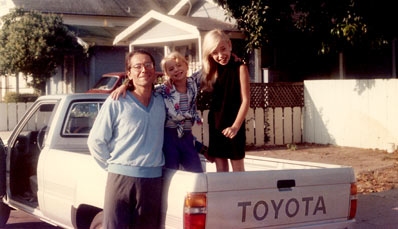 Steve and girls in new Toyota truck
